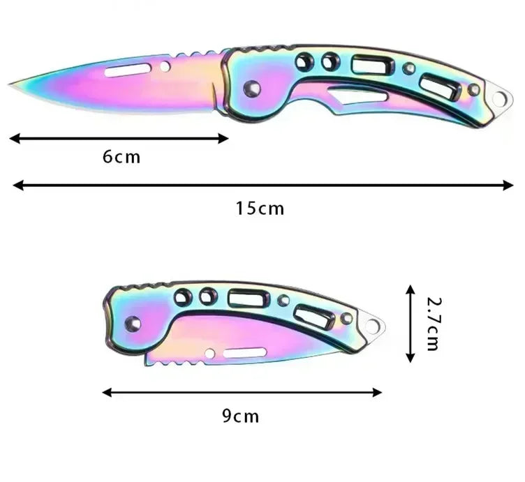 Rainbow UK Legal Carry Stainless Steel Keychain Folding Knife – Non-Locking, 2.5-Inch Blade, Portable Multi-Functional Pocket Fruit Knife