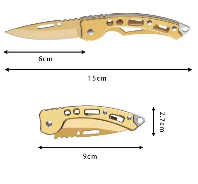 Gold UK Legal Carry Stainless Steel Keychain Folding Knife – Non-Locking, 2.5-Inch Blade, Portable Multi-Functional Pocket Fruit Knife